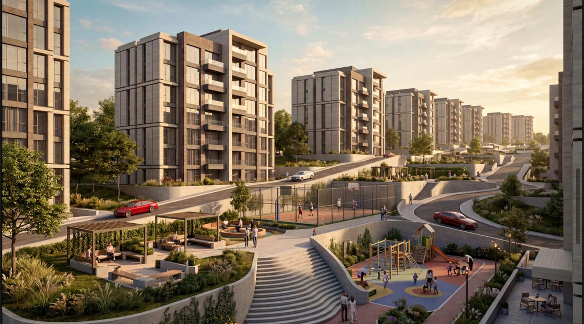 Sirius Nova peyzajlı iç bahçe ve bloklar